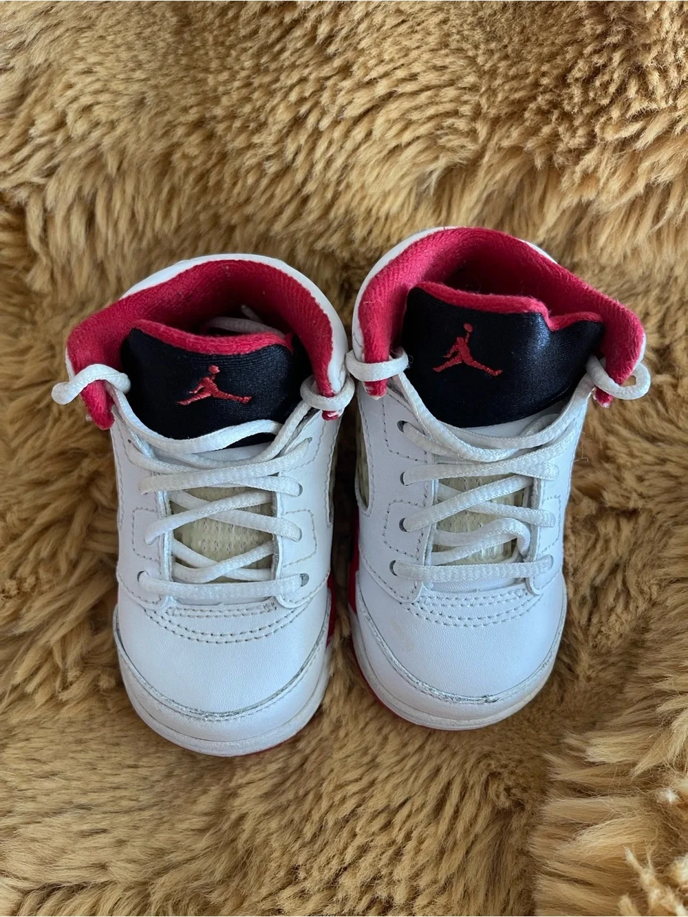 Nike Kids White and Red High-Top Sneakers